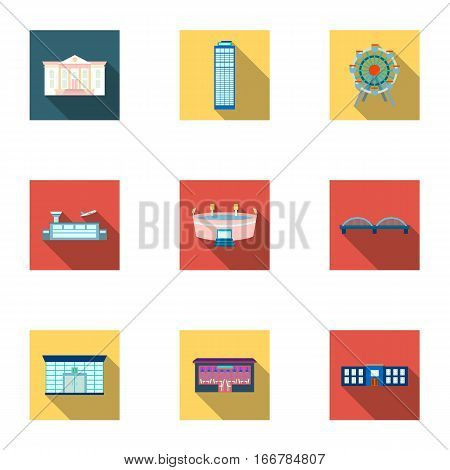 Building set icons in flat style. Big collection of building vector symbol stock