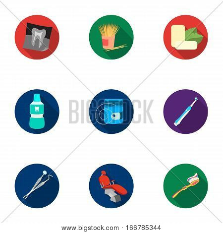 Dental care set icons in flat design. Big collection of dental care vector symbol stock illustration
