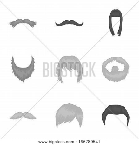 Beard set icons in monochrome style. Big collection of beard vector symbol stock