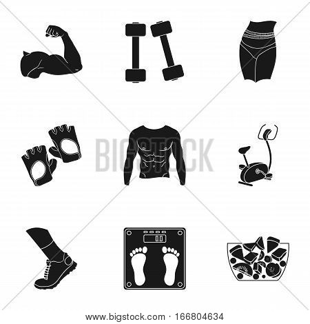 Sport and fitness set icons in black style. Big collection of sport and fitness vector symbol stock