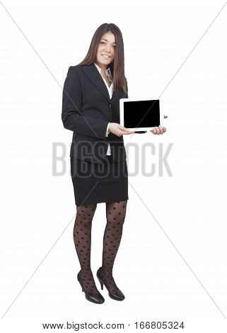 Businesswoman Showing Tablet