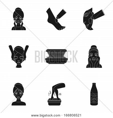 Skin care set icons in black style. Big collection of skin care vector symbol stock