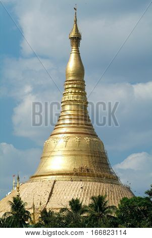 The stupa of Maha Wizaya Paya pagoda at Yangon on Myanmar