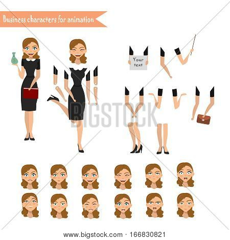 Pupil character for your scenes. Parts of body template for design work and animation
