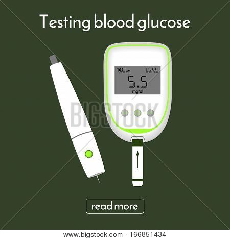 device for measuring blood sugar and a lancet. glucose meter