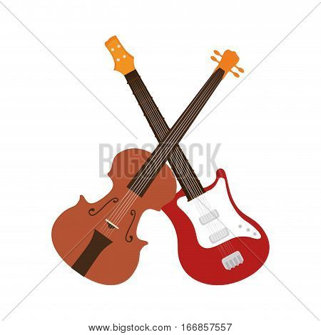 guitar and chello instrument isolated icon vector illustration design
