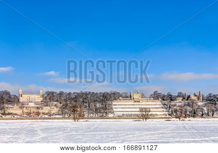 Elbe River Valley In Winter In Dresden