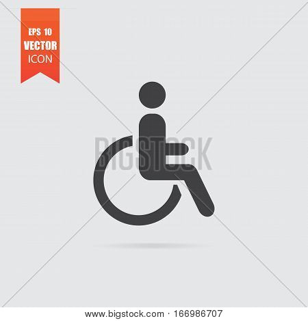 Disabled Icon In Flat Style Isolated On Grey Background.