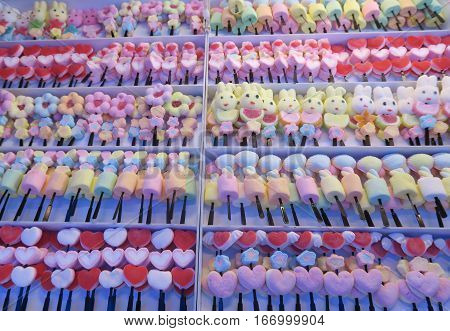 a lot of candies at the market Thailand