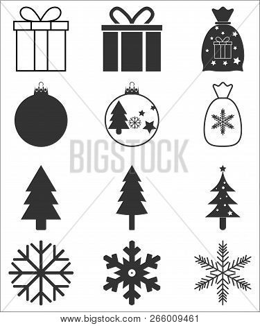 Christmas Icons Set. Vector Illustrations. Flat Design.