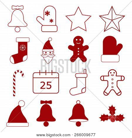 Christmas Icons Set. Vector Illustrations. Flat Design.