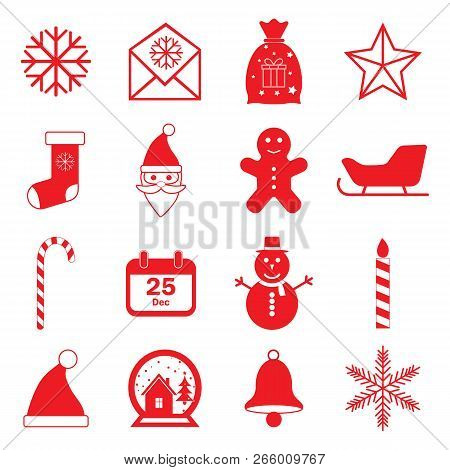 Christmas Icons Set. Vector Illustrations. Flat Design.