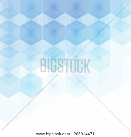 Blue Hexahedrons. Vector Illustration. Geometric Figures. Polygonal Style