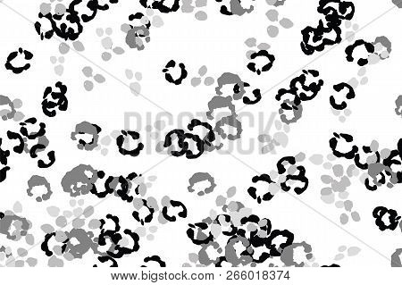 Leopard Black, White, Grey Vector Background.   Ink Hand Drawn Animal Camouflage. Leopard Skin Summe