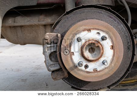 Rusty Car Wheel Break Disk. Car Part