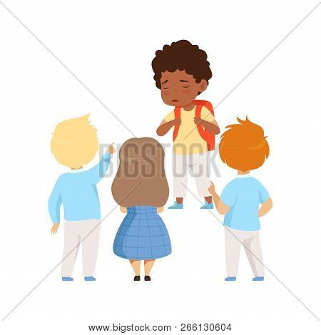 Kids Mocking An African Ameican Boy, Bad Behavior, Conflict Between Kids, Mockery And Bullying At Sc