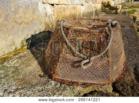 Combarro fishing tackle of boats in Ria de Pontevedra Galicia Spain