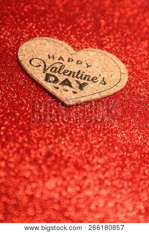 Red Glistening Background, The Redditch With The Text Of The Happy St. Valentines Day