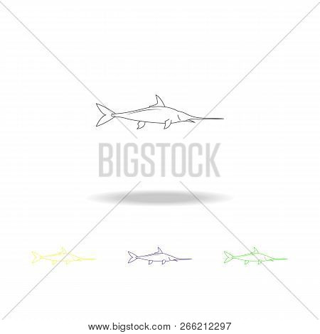 Swordfish Multicolored Icons. Element Of Popular Sea Animals Icon. Premium Quality Graphic Design Ou