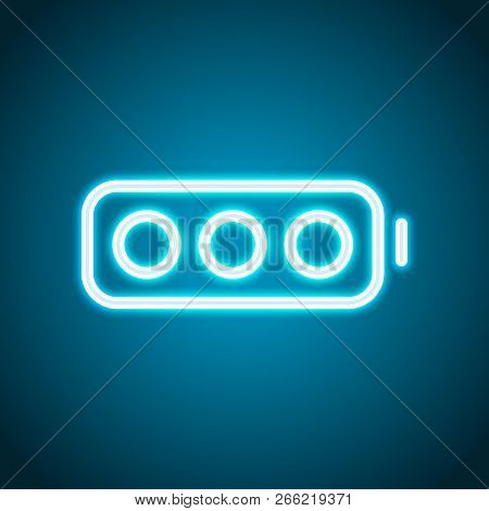 Simple Empty Battery, None Level. Neon Style. Light Decoration Icon. Bright Electric Symbol