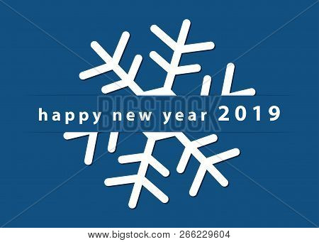 New Year Wishes - Standard Usa Greeting Card, 5 X 7 Inches. White Snowflake With Text On A Blue Back