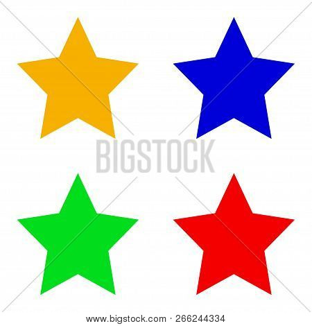 Set Of Stars, Red, Orange, Blue And Green Star, Vector Illustra, Eps 10.