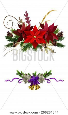 Christmas Decoration Collection Isolated On White Vector
