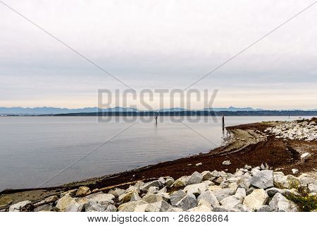 Surrey, Canada - October 27, 2018: Blackie Spit Park Area At Boundary Bay.