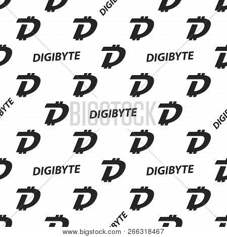 Crypto Seamless Design. Digibyte Cryptocurrency Pattern Wallpaper. Blockchain Technology Background.