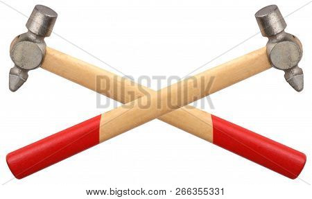 Two Metal Hand Hammer Isolated On White Background