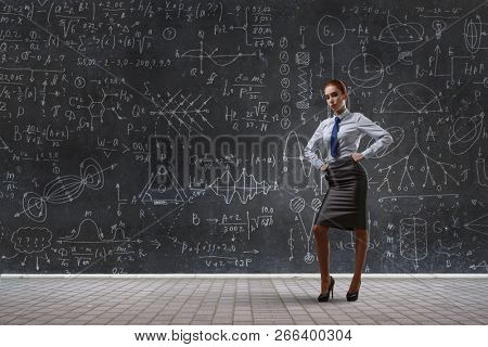 Red hair woman teacher . Mixed media
