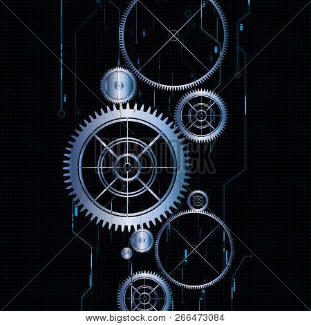 Vector Technological Electrical Gear Dark Backgrounds Design