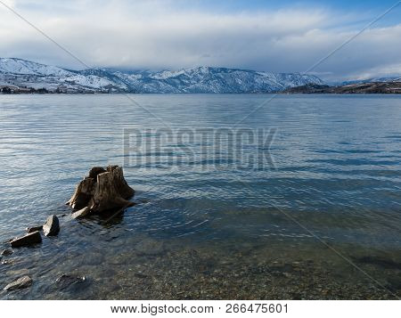 Winter Landscape Of Lake Chelan, Washington State
