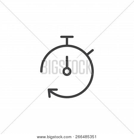 Stopwatch Timer Outline Icon. Linear Style Sign For Mobile Concept And Web Design. Stopwatch With Cl