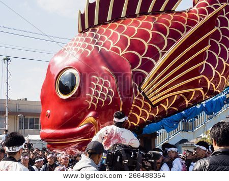 Karatsu, Japan - November 3, 2016: Otabisho Shinko Ceremony Is The Main Event Of Karatsu Kunchi Fest