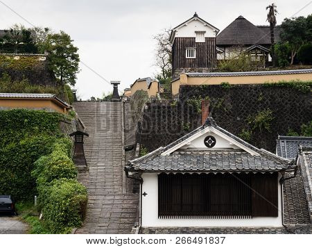 Kitsuki, Japan - October 31, 2016: Historic Downtown Kitsuki, An Old Japanese Castle Town