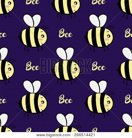 Vector Seamless Pattern With Bees In Love