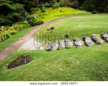 Nikko, Japan - October 23, 2016: Traditional Japanese Landscape Garden In Tamozawa Imperial Villa