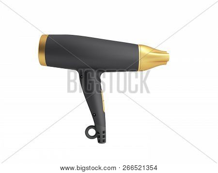 Black Hair Dryer 3d Render On White No Shadow