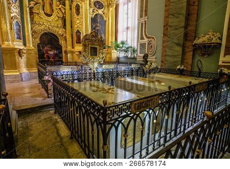 St. Petersburg, Russia - Oct 14, 2016. Interior Of Cathedral Of Saints Peter And Paul In St. Petersb