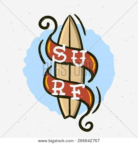 Surfing Surf Themed Hand Drawn Traditional Old School Tattoo Aesthetic  Influenced Art Drawing Vinta