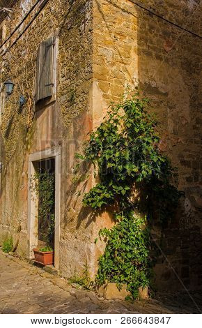 A Building In The Hill Village Of Groznjan (also Called Grisignana) In Istria, Croatia