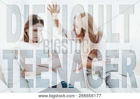 Difficult Teeneger. Family Problem. Conflict Between Mother And Daughter. Mom And A Daughter Are Arg
