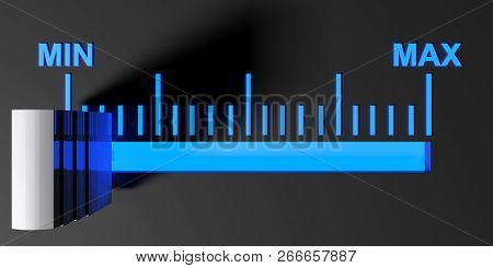 Level Selector On A Black Control Panel - 3d Rendering Illustration