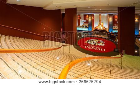 Tokyo, Japan - April 26 2018: The Museum Of Yebisu Beer Opened In 2010, Celebrating 120 Years Of The