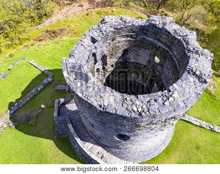 Aerial Of Dolbadarn Castle At Llanberis In Snowdonia National Park In Wales