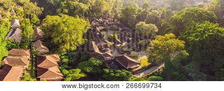 Aerial Shot Of The Pura Gunung Lebah Temple In Ubud On The Bali Island