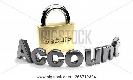 Closed Padlock For Secure Account - 3d Rendering Illustration