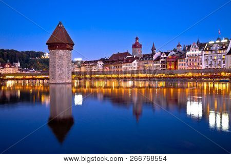Kapelbrucke In Lucerne Famous Swiss Landmark View, Famous Landmarks Of Switzerland