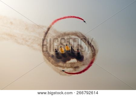Airplanes Doing Stunts In The Air In Spain